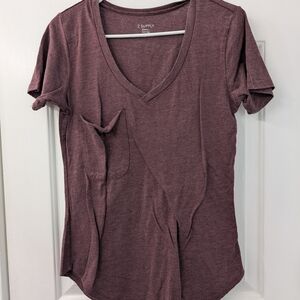 Z Supply Short Sleeve V-Neck Tee - Plum